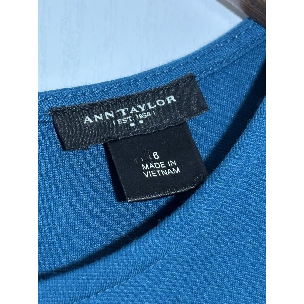 Ann Taylor Sheath Dress Womens 6 Blue Teal Sleeveless Knee Length Stretch Career - Picture 9 of 15
